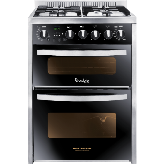 Premium Gas Cooker, 4 Burners, Stainless Steel/Black- PRM6060SS-1GC-511-IDSP-DV