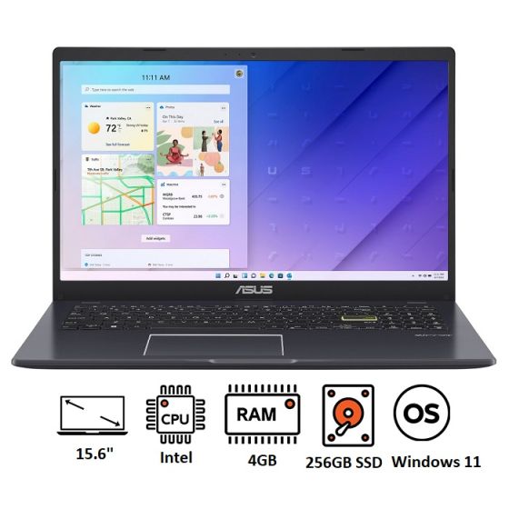 Asus E510MA Laptop, Intel Celeron N4500, 256GB SSD, 4GB RAM, 15.6 Inch HD Display,  60Hz, Intel UHD, Windows 11- Star Black