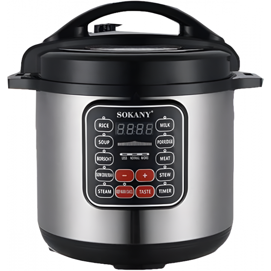 Sokany Pressure Cooker, 9 Liters, 1200 Watt, Black and Silver - SK-2403