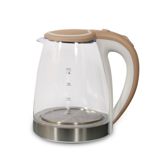 Electric Glass Kettle, 1.8 Liters, Brown - O18Br