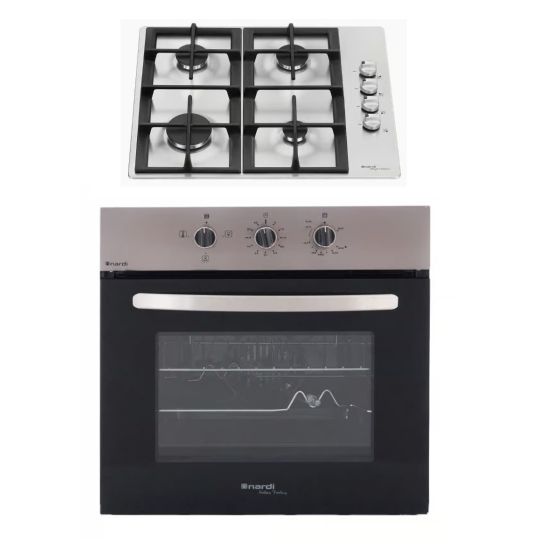 Nardi Built-in Gas Oven,  with Grill, 67 Liters- FGX08XN with Built-In Gas Hob, 4 Burners - SCG40 AVX