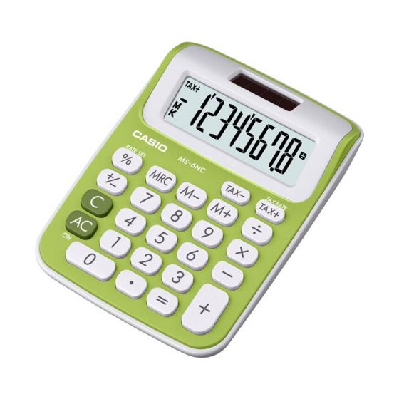 آلة حاسبة مكتبية ميني كاسيو، ليموني - MS-6NC-GN-S-DP