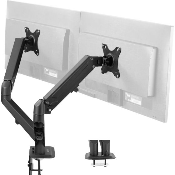 Vivo Dual Arm Holder for 17 to 27 Inch Monitors, Black - V102O