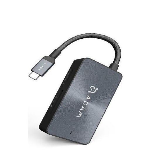 Adam Elements 5 In 1 USB-C Hub Reader Adapter, 80 Watt, Grey - PDC501