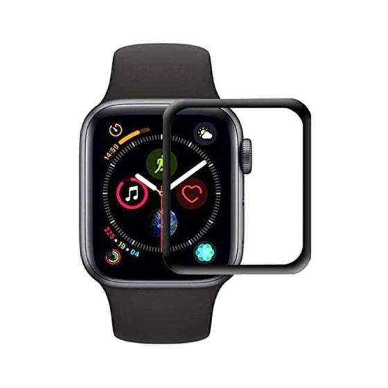 3D Tempered Glass Screen Protector For Apple Watch 44Mm- Transparent with Black Frame