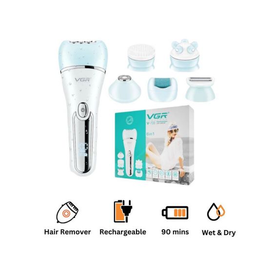 VGR Hair Remover, Wet and Dry, White and Blue - V-733
