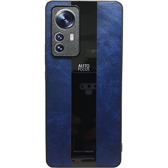 Hard Tough Leather Cool Magnetic Back Shockproof Drop Protection Kickstand Cover with Stand and Ring for Xiaomi 12 Pro (Blue)