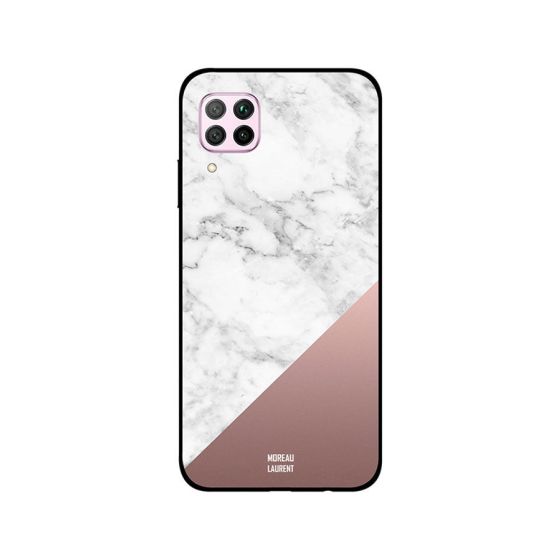 Moreau Laurent White Marble Brown Bottom Matt Pattern Printed Back Cover for Huawei Nova 7i