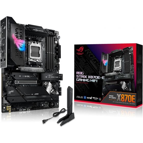 ماذربورد جيمنج AMD اسوس روج ستريكس X870E-E، ايه ام دي X870E وايه ام دي AM5 وايه ام دي رايزن سيريس 9000، 8000، 7000، ذاكرة DDR5، واي فاي