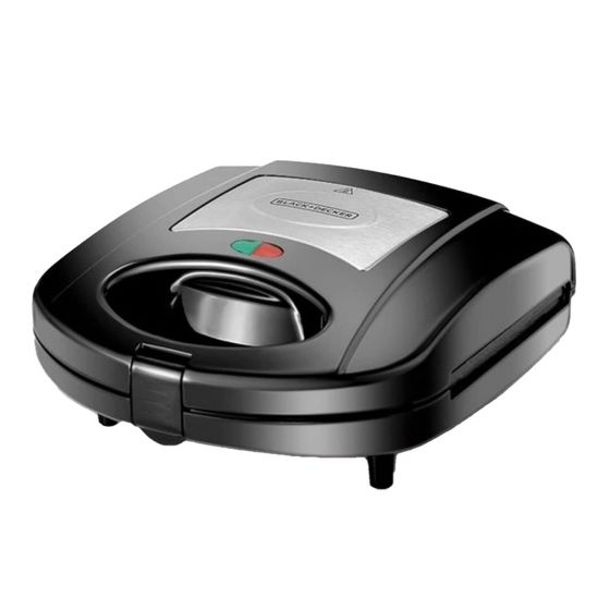 Black + Decker 3 In 1 Sandwich Maker and Grill, 780 Watt, Black - TS2130-B5