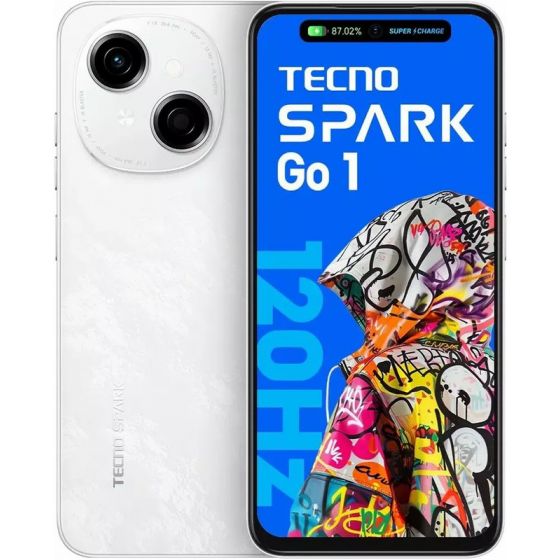 Tecno Spark Go 1, 128GB, 4GB RAM, 4G, Dual SIM - Glittery White