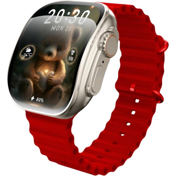 X10 ULTRA 3 Curved Smart Watch, 1.3 Inch - Red