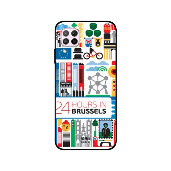 جراب ظهر مورو لورنت بطبعة عبارة 24 Hours In Brussels لهواوي نوفا 7i