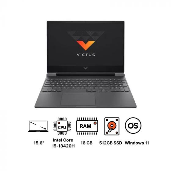 لاب توب جيمنج اتش بي فيكتوس 15-FA1082WM A2BZ7UA، انتل كور i5-13420H، هارد 512 جيجا SSD، رام 16 جيجا، شاشة IPS مقاس 15.6 بوصة، دقة FHD، بمعدل تحديث 144 هرتز، كارت شاشة انفيديا جي فورس RTX 4050 بسعة 6 جيجا GDDR6، ويندوز 11 - فضي مايكا