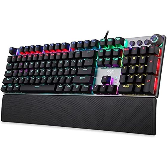 Aula LED Wired Mechanical Gaming Keyboard, Black - F2058