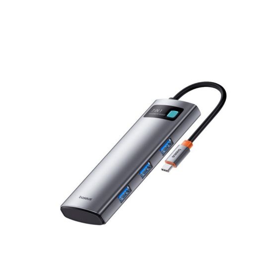 موزع USB فئة C الى USB باسيوس ميتال جليم سيريز BS-OH146، عدد 7 منافذ ، رمادي - B00030708811-00