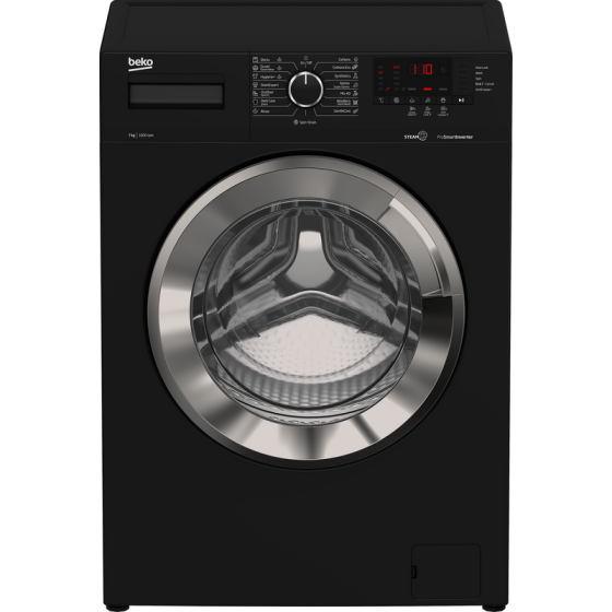 Beko Automatic Front Loading Washing Machine, 7 Kg, Inverter Motor, Black - WTV 7512 XBCI