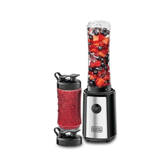 BLACK+DECKER Portable Blender, 300ml, 500Ml, 300 Watt, Black and Silver - SBX300-B5