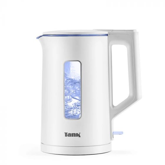 Tank Safe Touch Electric Kettle, 1.5 Liters, 1500 Watt, White with Silver Frame - DG-2338