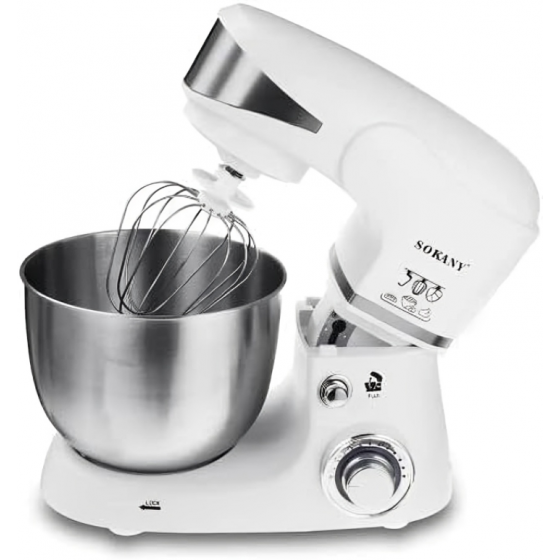 Sokany Stand Mixer With Attachments, 5 Liter, 1000 Watt, White - SC-206