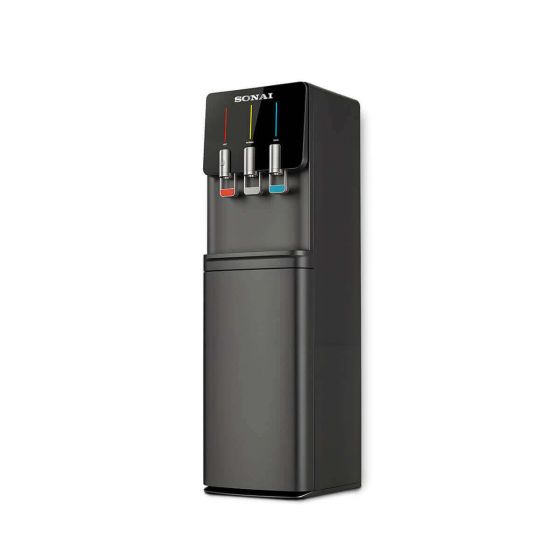 Sonai Hot, Cold and Normal  Water Dispenser with Cabinet, 3 Taps, Black - MAR-2230C