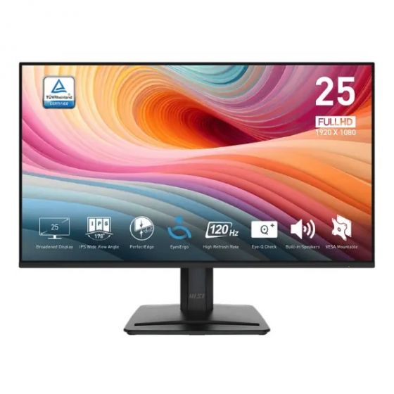 MSI Pro E2 24.5 Inch FHD IPS Monitor, 120Hz, Black - MP251