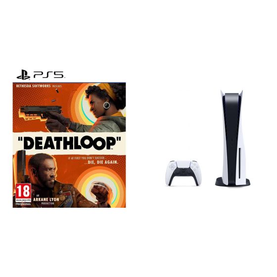 Sony PlayStation 5, 1 Wireless Controller, White - CFI-1016A01 MEE, with Deathloop for PlayStation 5