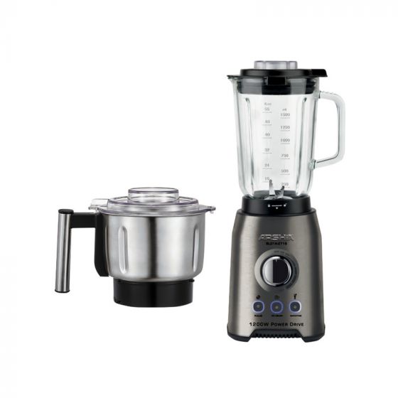 Arshia Blender With Grinder, 1.5 Liter, Black and Silver - BL014-2716