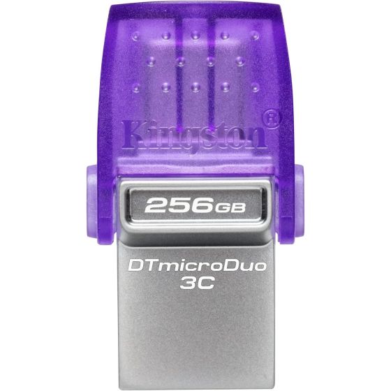 فلاش درايف USB فئة C كينجستون داتا ترافلر، سعة 256 جيجا، ارجواني وفضي - DTDUO3CG3/256GB