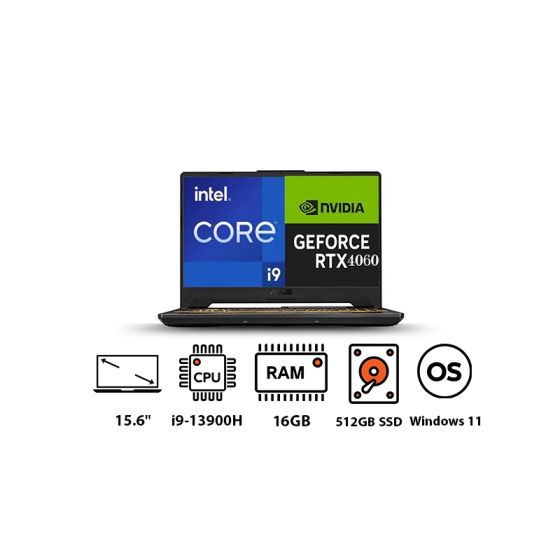 ASUS TUF F15 FA507VV4-LP105W Gaming Laptop, Intel Core i9-13900H, 512GB SSD, 16GB RAM, 15.6 Inch FHD 144Hz Display, NVIDIA GeForce RTX 4060 8GB Graphics, Windows  11- Gray