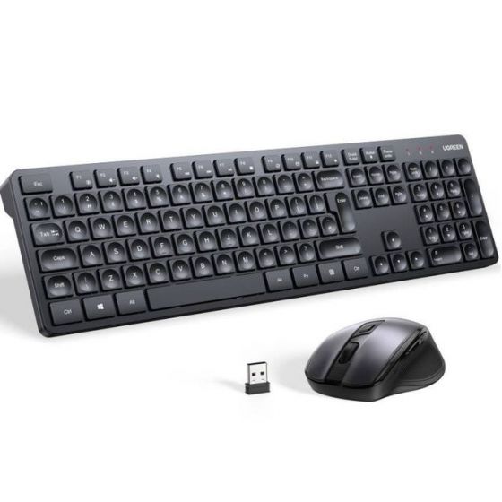 Ugreen Wireless Mouse and keyboard Set, Black - MK006