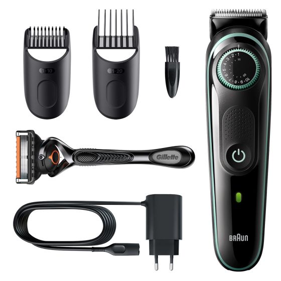 Braun Beard Trimmer with Precision Dial and Gillette ProGlide Razor, Black - BT3341