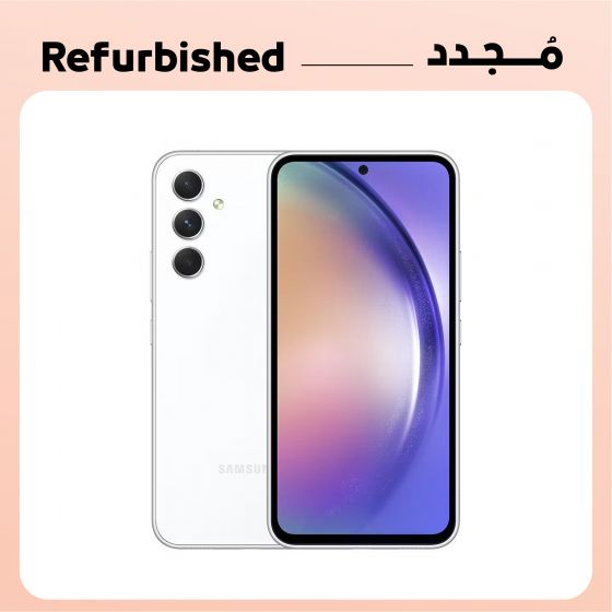 سامسونج جالاكسي A54 مجدد، سعة 128 جيجا، 8 جيجا رام، شبكة 5G، بشريحتين، ابيض - فئة ذهبي - ضمان 12 شهر