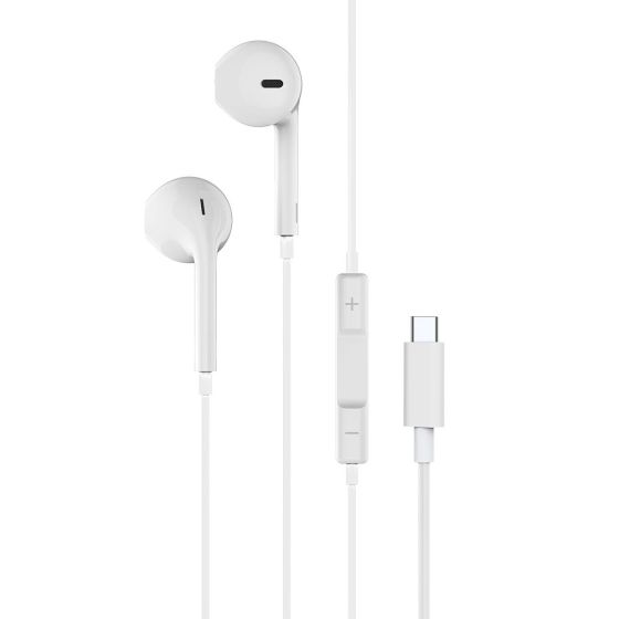 Corn In-ear Wired Earphones with Mic, White- EC008 