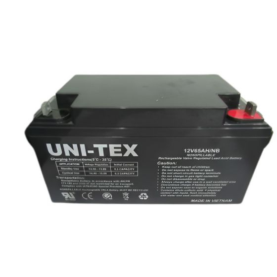 بطارية حمضية قابلة للشحن يونيتكس قابلة للشحن، 12 فولت، اسود - 12V65AH-NB