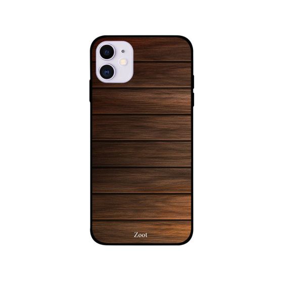 Wooden Dark Brown Horizental Printed Back Cover for Apple iPhone 11
