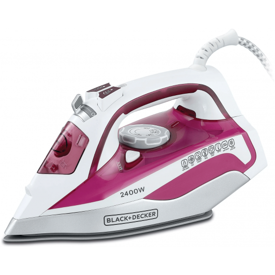 Black+Decker Steam Iron, 380 ml, 2400 Watt, White and Purple - X2400