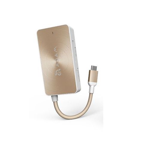 Adam Elements 5 In 1 USB-C Hub Reader Adapter, 80 Watt, Gold - PDC501