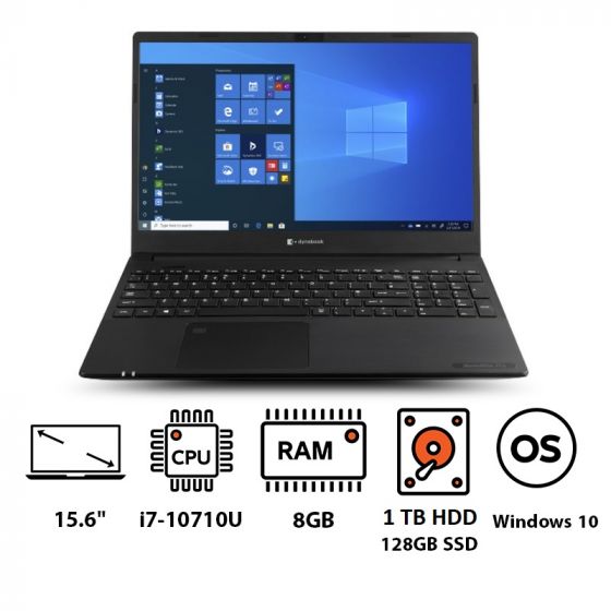 لاب توب داينابوك ستالايت برو L50-G-1LD، انتل كور i7-10710U، شاشة FHD مقاس 15.6 بوصة، 1 تيرا، اس اس دي سعة 128 جيجا، رام 8 جيجا، كارت شاشة نفيديا جي فورس MX250 جرافيكس سعة 2 جيجا، ويندوز 10 - اسود