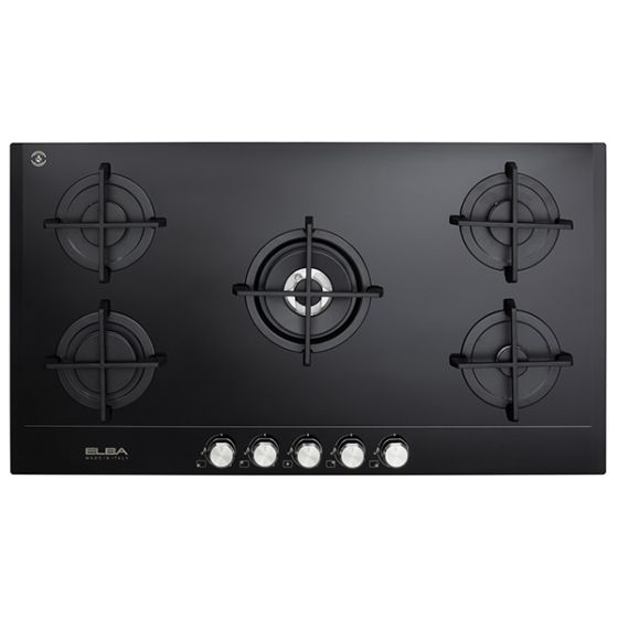 Elba Gas  Built-In Hob, 5 Burners, Black-ELIO 95-545 CG