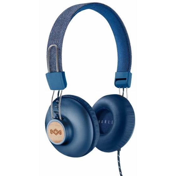 House of Marley Positive Vibration 2 On Ear Wired Headphones With Microphone, Denim- EM- JH121-DN