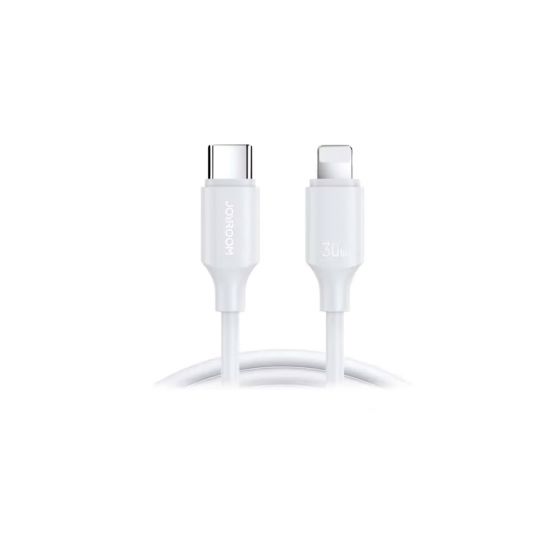 كابل شحن ونقل بيانات USB-C الى لايتنينج جوي روم بتصميم مضفر، 30 وات، طوله 1 متر، ابيض - S-A9