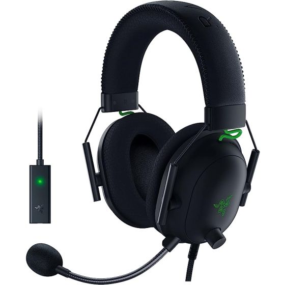 Razer BlackShark V2 Gaming Headset: THX 7.1 Spatial Surround Sound - 50mm Drivers - Detachable Mic - PC, PS4, PS5, Switch, Xbox One, Xbox Series X & S, Mobile - 3.5 mm Audio Jack & USB DAC - Black