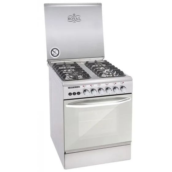 Royal Crystal Cast Gas Cooker, 4 Burners, Silver - 2010327