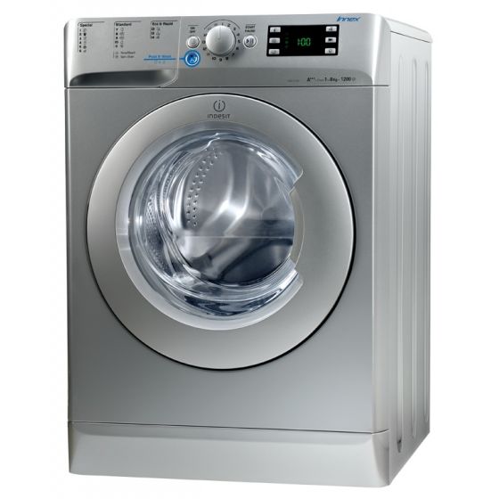 Indesit Front Loading Washing Machine, 8 KG, Silver - XWE81283XS