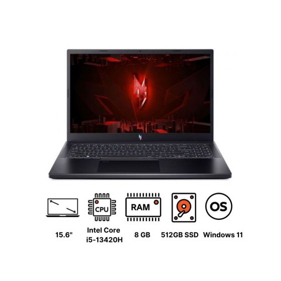 لاب توب جيمنج ايسر نيترو  V15 ANV15-51-58S2 NH.QNDEM.006، انتل كور i5-13420H، هارد 512 جيجا SSD، رام 8 جيجا، شاشة 15.6 بوصة FHD، 165 هرتز،كارت شاشة انفيديا جي فورس RTX 2050 سعة 4 جيجا GDDR6، ويندوز 11 - اسود
