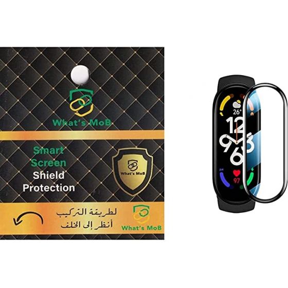 شاشة حماية PET واتس موب لساعة سمارت شاومي مي باند 7 - شفاف باطار اسود