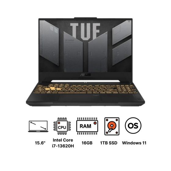 ASUS TUF F15 FX507VV-LP156W Gaming Laptop, Intel Core i7-13620H, 16GB RAM, 1TB SSD, Nvidia GeForce RTX 4060 8GB, 15.6 Inch FHD, 144Hz, Windows 11 - Gray