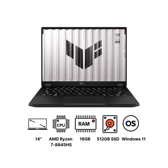 ASUS TUF A14 2024 FA401UU-RG028W Gaming Laptop, AMD Ryzen 7 8845HS, 512GB SSD, 16GB RAM, 14 Inch IPS, 2.5K, 165Hz, NVIDIA GeForce RTX 4050 6GB GDDR6, Windows 11 - Jaeger Grey