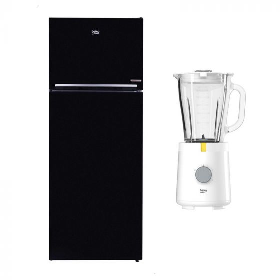 Beko No Frost Top Freezer Refrigerator, 408 Liters, Inverter, Black- RDNE448M20B, with Blender, 1.5 Liters, 600 Watt - TBN 62608 W